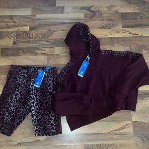 New Adidas Biker Short Hoodie Set Outfit